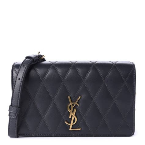 SAINT LAURENT Lambskin Diamond Quilted Monogram Angie 